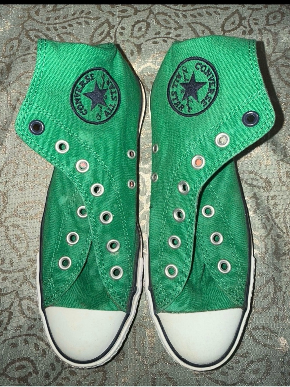 Converse Chuck Taylor All Star High Top Sneakers – Green Plaid Lined Vintage